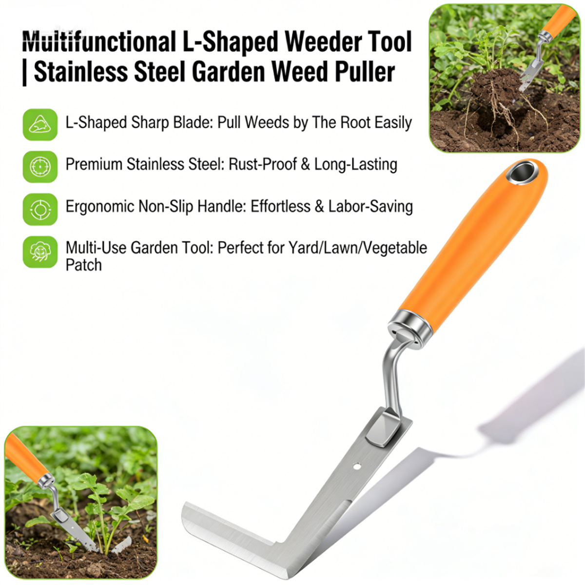 Gardening Tools Used For Weeding - Stainless steel gap weeding tool L-shaped