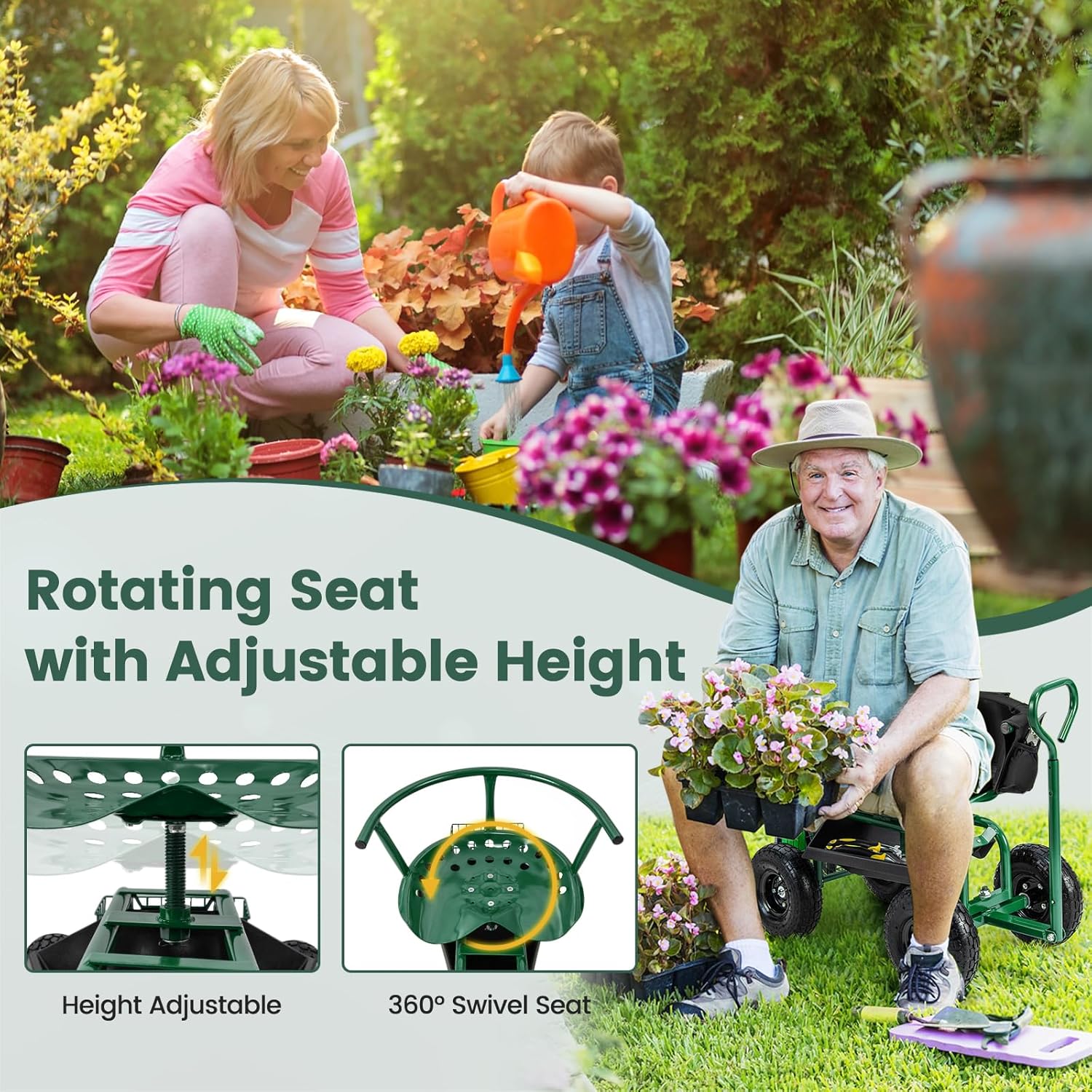 Rolling Gardening Seat with Wh – обзор и цена Gardening Tools For Seniors