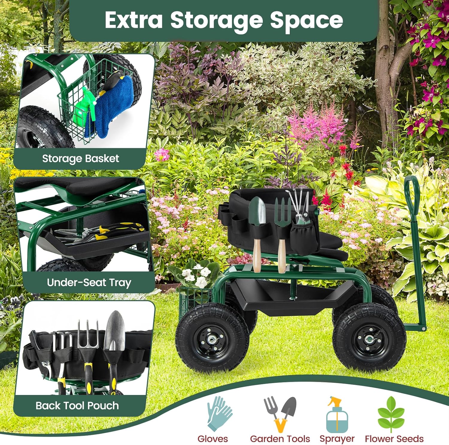 Rolling Gardening Seat with Wh – обзор и цена Gardening Tools For Seniors