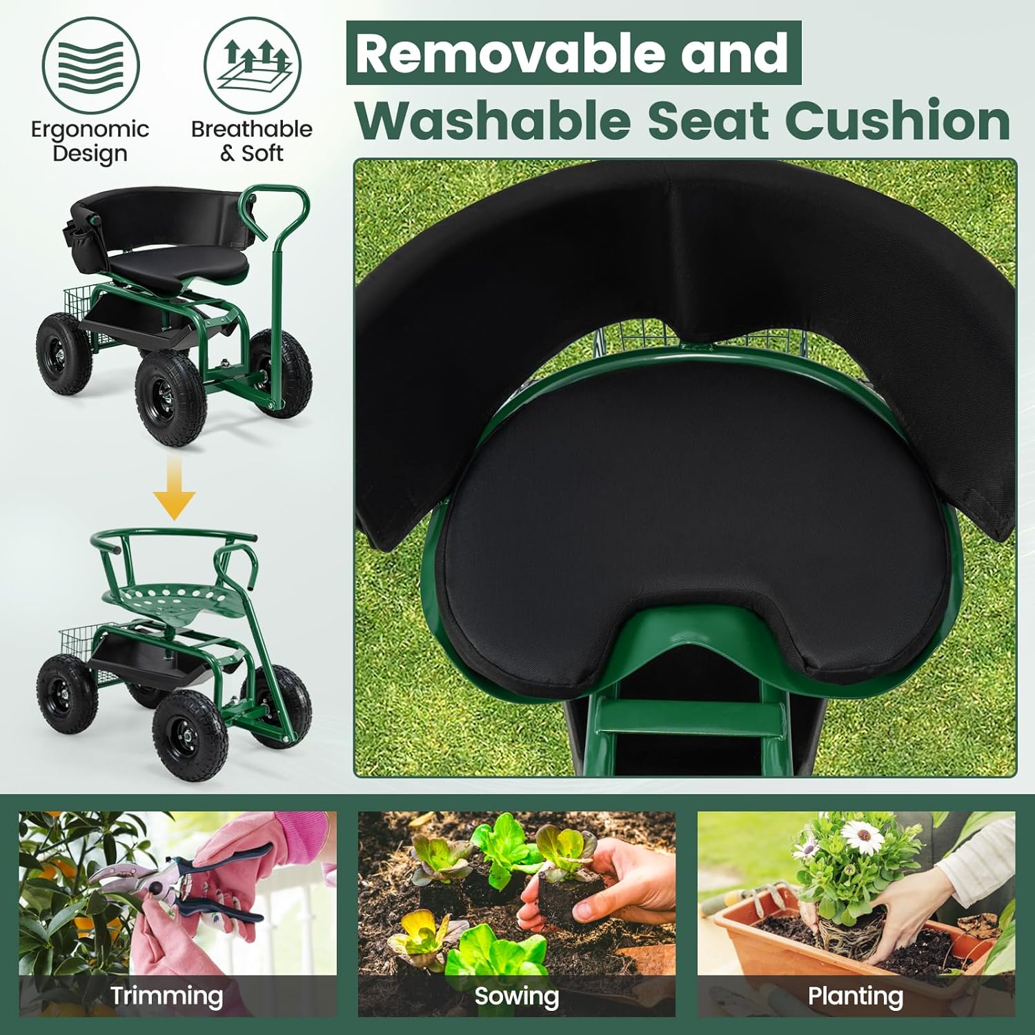 Rolling Gardening Seat with Wh – обзор и цена Gardening Tools For Seniors