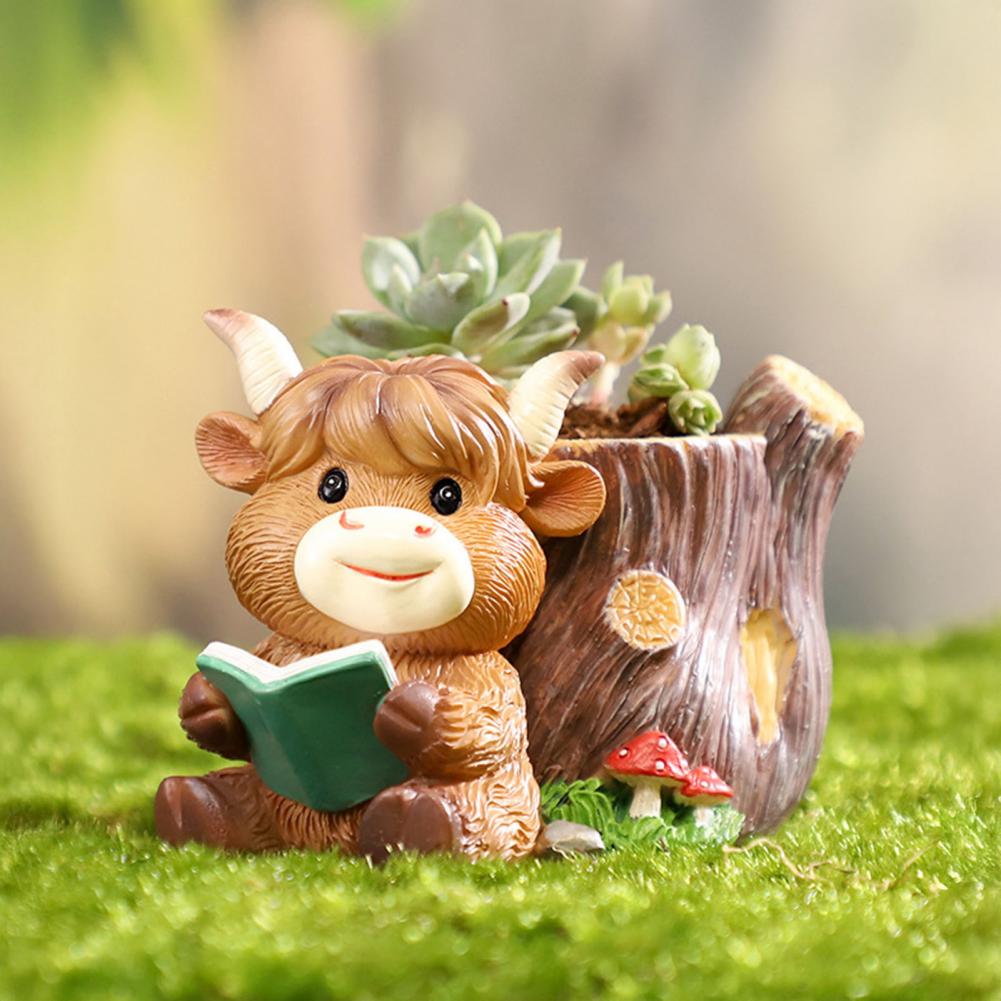 Cute Highland Cow Resin Plante – обзор и цена Gardening Tools Cute